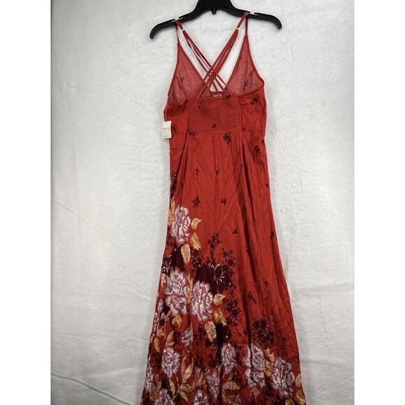 Free People Get To You Floral Maxi Slip Dress In Scarlet Combo - Picture 6 of 10
